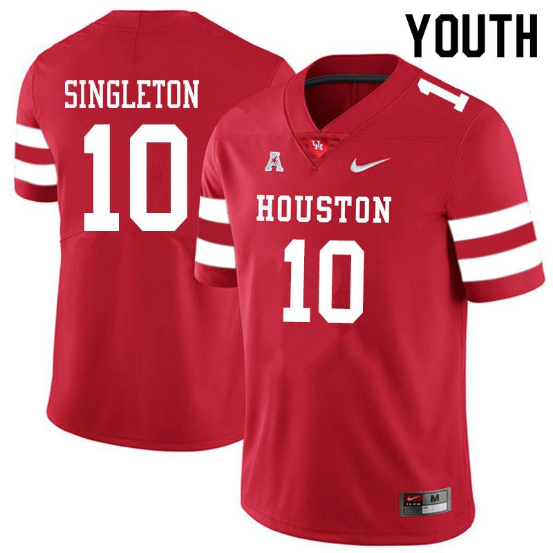 Youth #10 Jeremy Singleton Houston Cougars College Football Jerseys Sale-Red - Click Image to Close